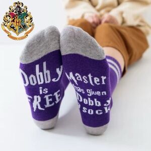 Harry Potter Dobby is Free Purple Gray Socks OS